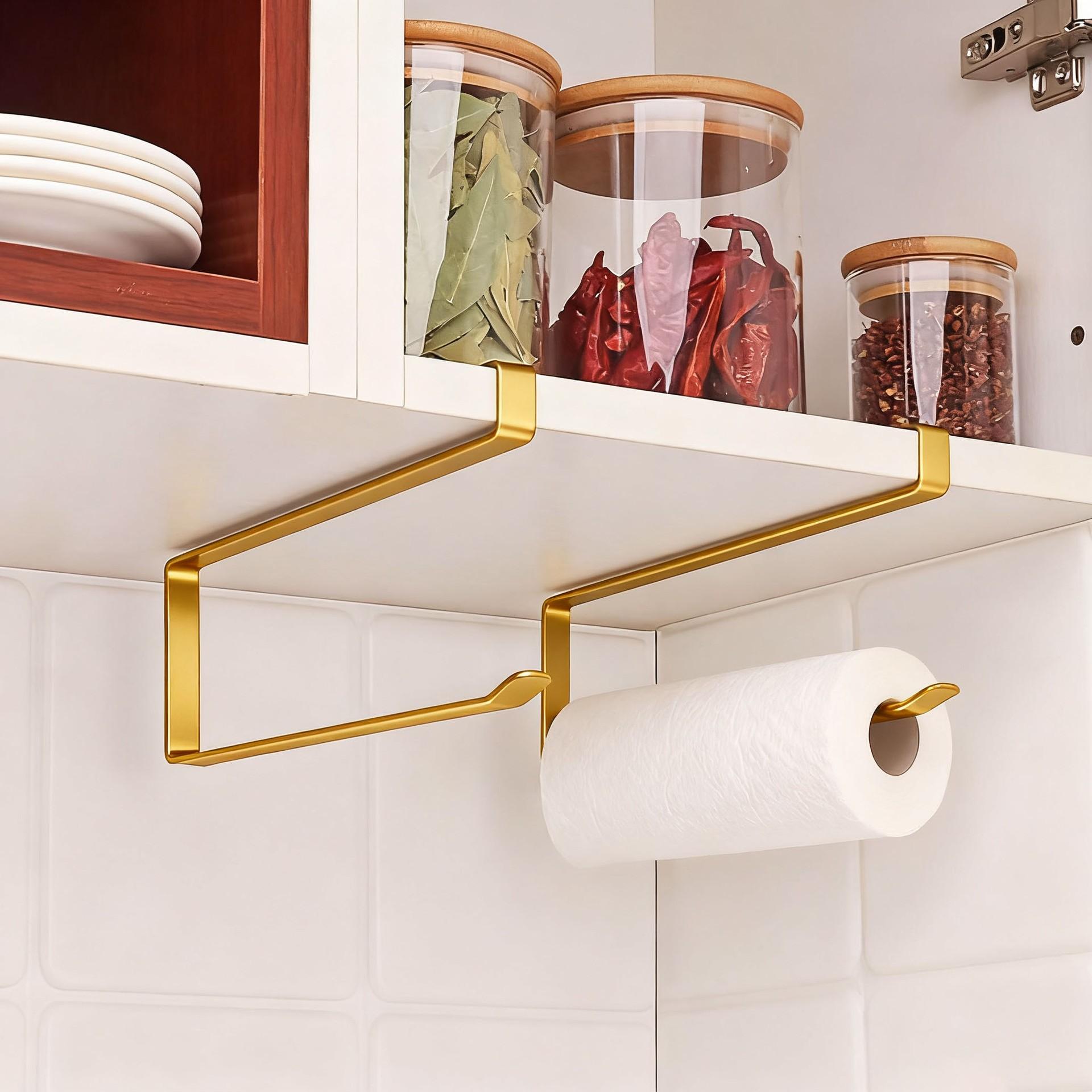 Stainless Steel Kitchen Paper Towel Holder, Multi-Functional Wall Mount Storage Rack, Space Saving Organizer for Napk