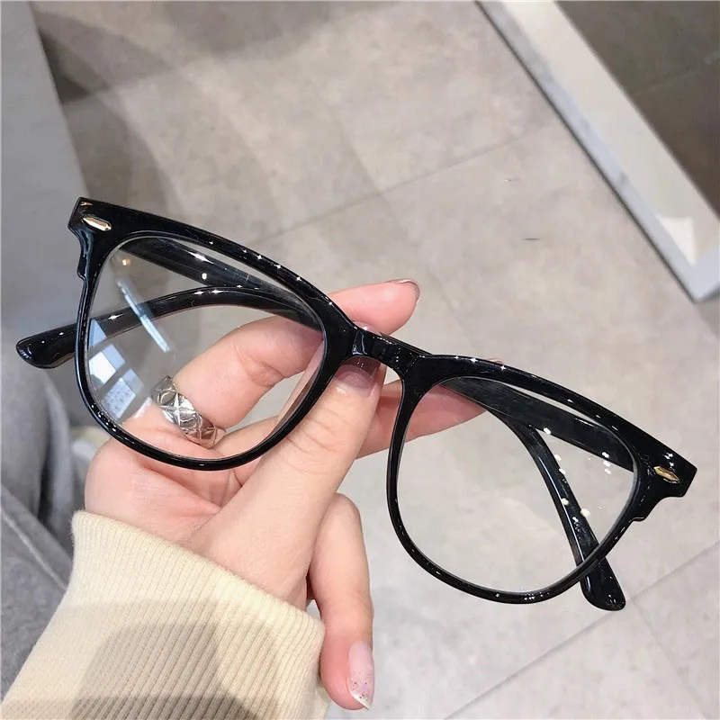 1Pc Fashionable Round Frame Glasses with Transparent Lenses, Stylish Eyewear Suitable for Daily Office Work and Reading