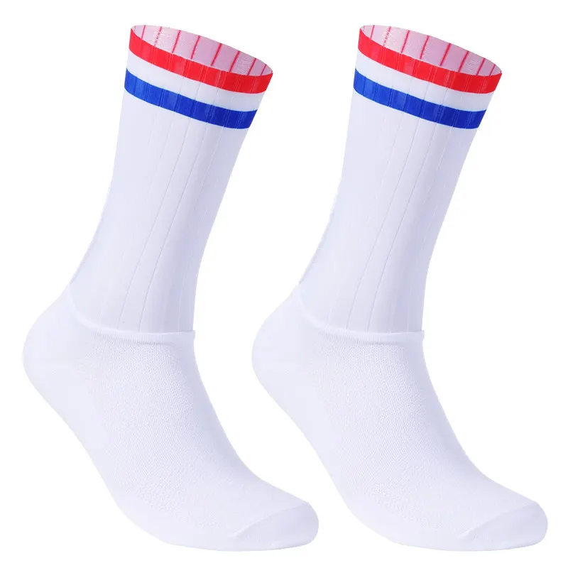 2025 New Anti Slip Silicone Summer Aero Socks Whiteline Cycling Socks Men Bicycle Sport Running Bike Socks Calcetines