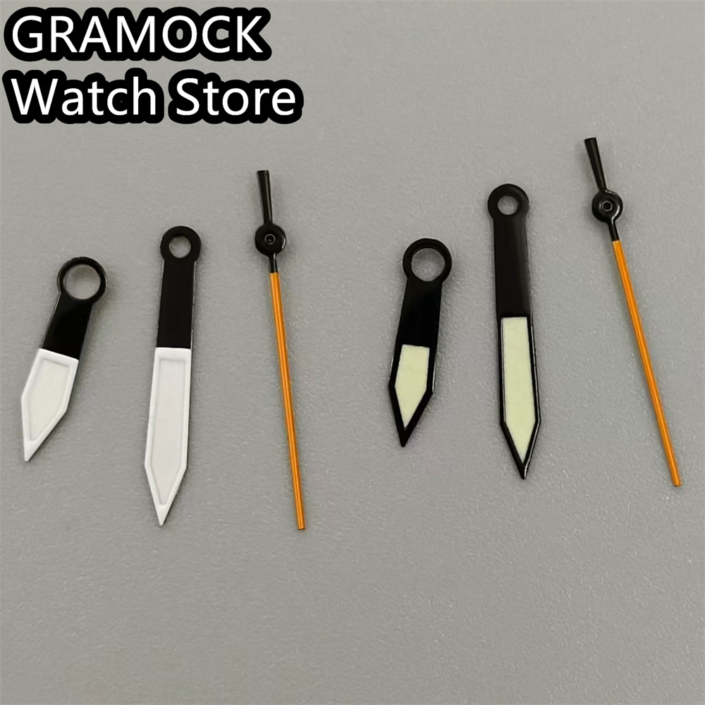 GRAMOCK Black White Watch Hands For NH34 NH35 NH38 NH39 ETA2824 PT5000 Mingzhu Miyota Movement Green Luminous Hands Watch Parts