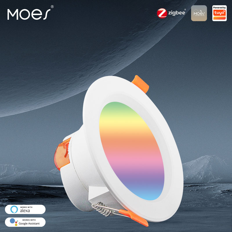 MOES Smart LED Downlight Zigbee Dimming Round Spot Light 7/10W RGB Color Changing Warm Cool light Alexa Home Vocie