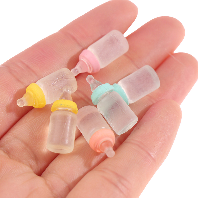 6pcs Cute 1:12 Simulation Mini Milk Bottle Feeding Bottles Miniature Baby Bottle DIY Dollhouse Miniature Accessories
