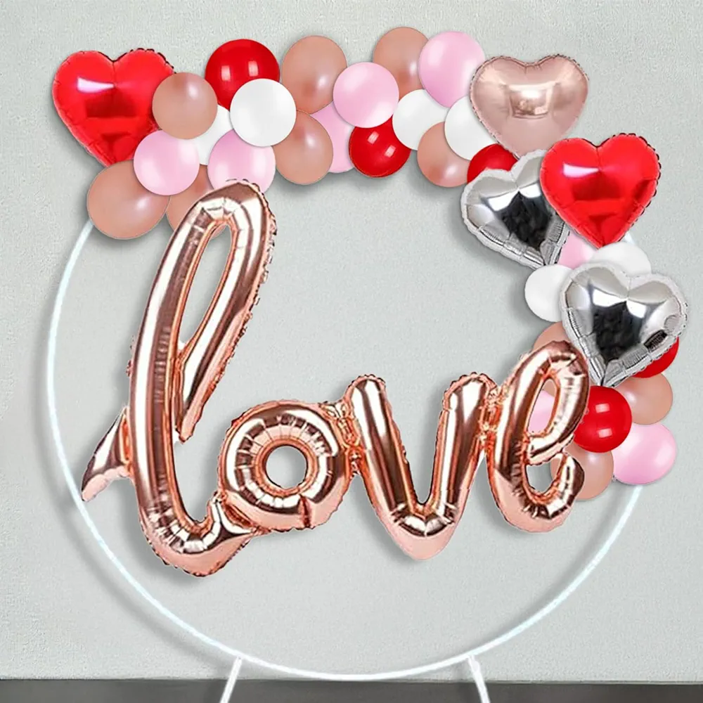 Happy Anniversary Decoration Items - 36 Pcs Rose Gold Love Foil Balloon, Pink and Red Foil Heart Shape Balloons, Love Balloons For Decoration, Birthday Balloon, Romantic Decorations