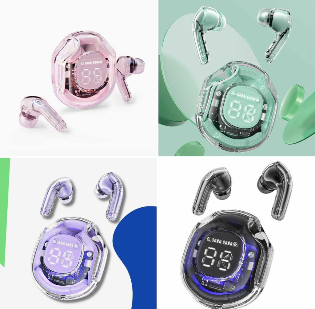 Ultra Pods Pro Earbuds Transparent TWS Bluetooth Earbuds BT Gaming Stereo sound earbuds High bass HD Mic Low Latency
