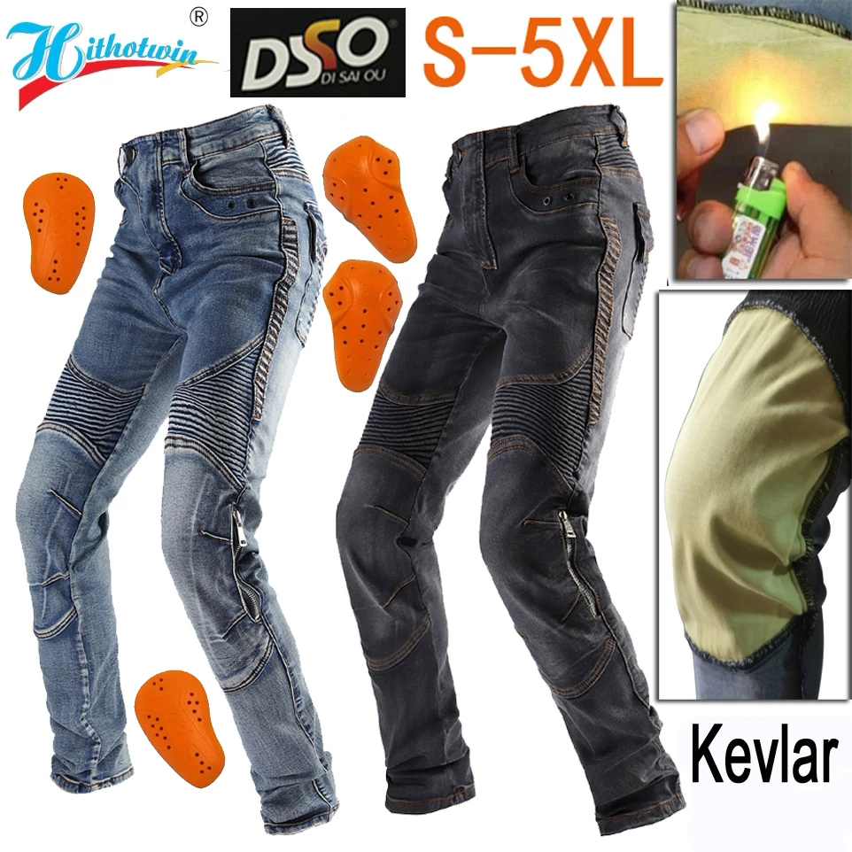 Men Motorcycle Pants Aramid Motorcycle Jeans Protective Riding Gear Motorbike Trousers Black Blue Touring Motocross Armored Pant