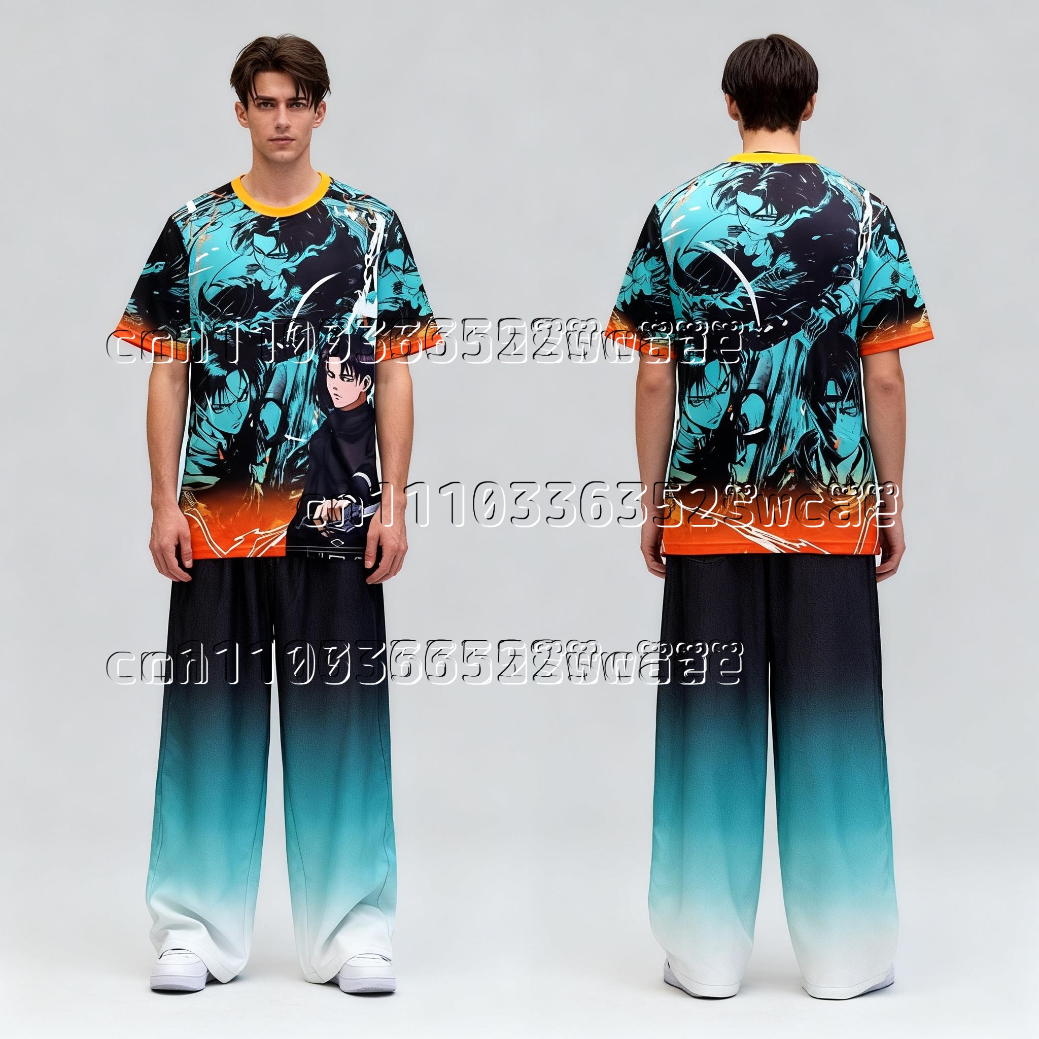 Hot Selling Bandai Anime "Attack on Titan" Lee Will Ackerman Themed Sports Jersey for Adults and Children Summer Family Matching