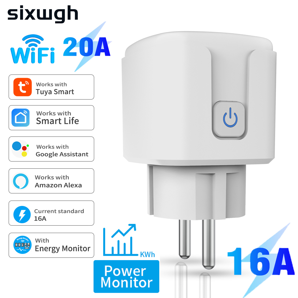 Works with Tuya 16A Brazil Standard Wifi Smart Plug Socket Work with Home Alexa with Power Monitor APP Remote Control