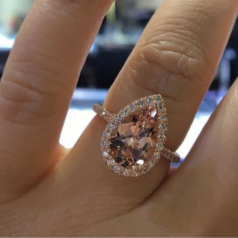 Crystal Waterdrop Cubic Zircon Rings for Women Classic Design Eternity Wedding Engagement Rings Silver Color Jewelry