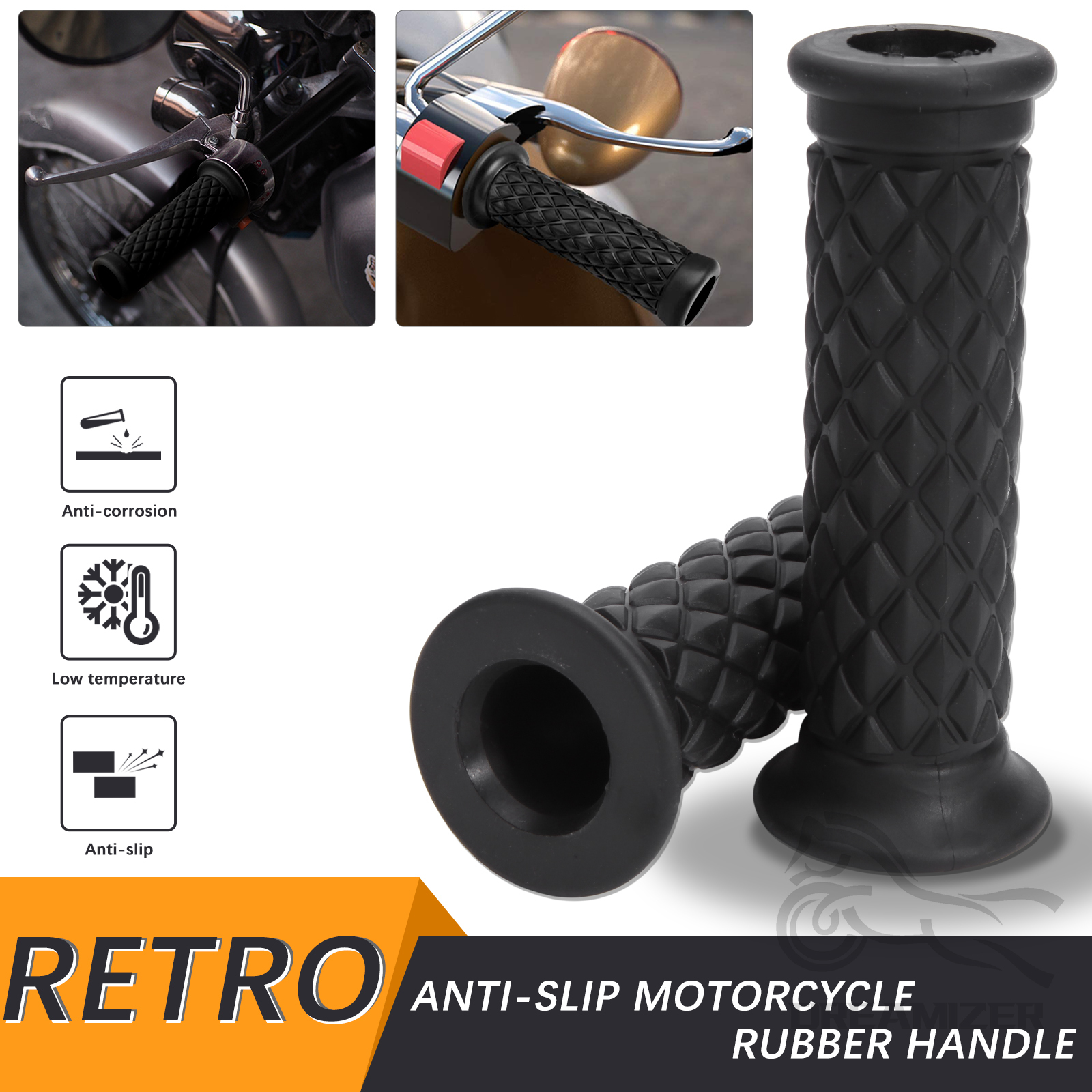 7/8" 22mm/24mm Universal Motorcycle Handlebar Grip Non Slip Handle Bar End Grip For Scooter Bicycle Bike Motorbike