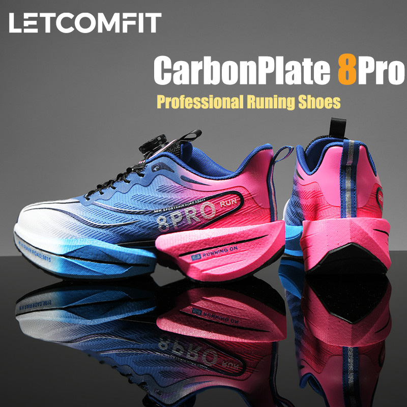 Performance Running Shoes Men Women Carbon Plate Lightweight Outsole Breathable Mesh Sneakers for Athletic Training