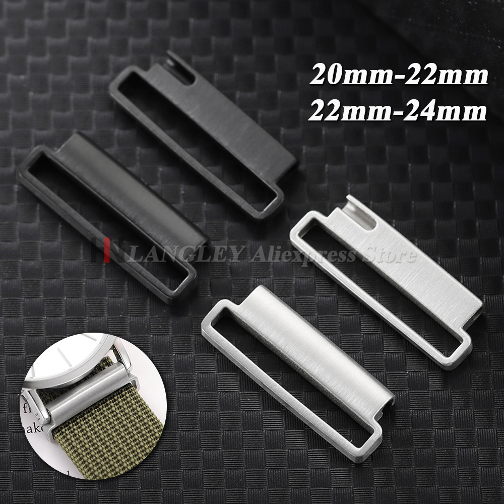 2pcs Quick Release Stainless Steel Watch Connector 20mm to 22mm 22mm to 24mm Milanese Nylon Watch Strap Metal Adapter Accessory
