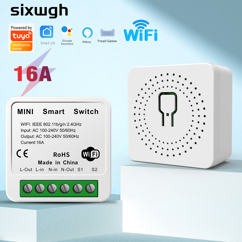 16A Tuya WiFi smart switch Circuit breaker switch support Smart Life APP Compatible with Alexa and