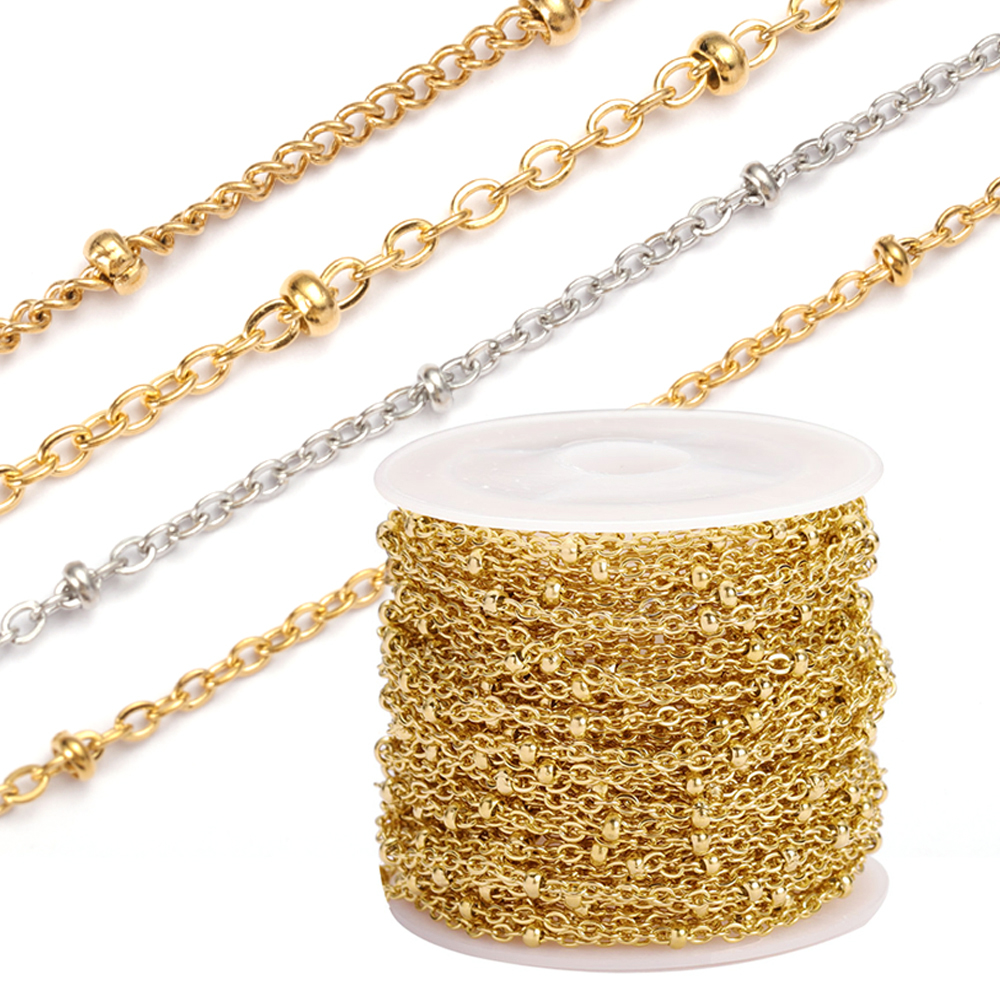 50/100pcs Stainless Steel Round Beads Loose Spacer Beads For Jewelry Making Diy Bracelet Necklace, Golden Steel Colors