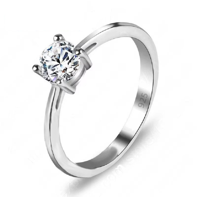 Big Sale Simple Design 925 Silver Color Women Rings Classic Wedding Engagement Accessories with Clear Cubic Zircon Stone