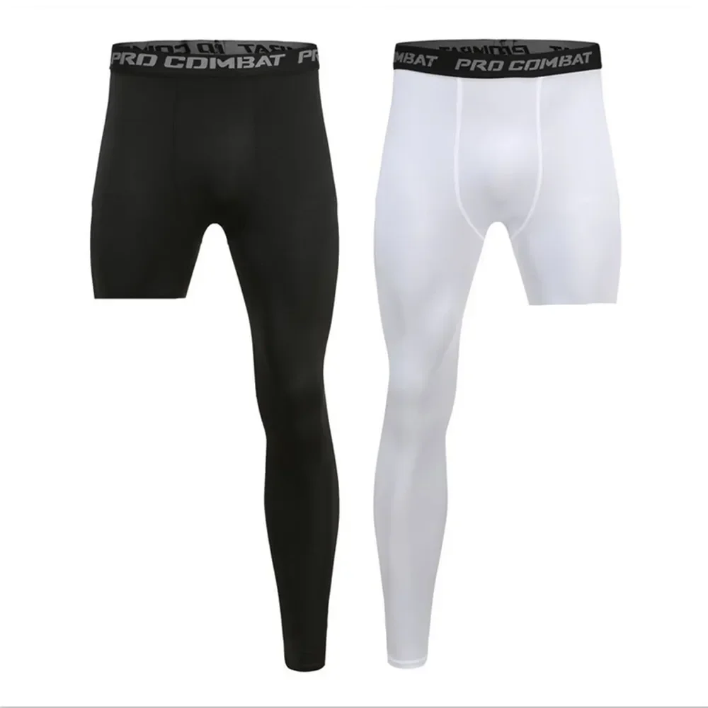 Men Compression Base Layer Running Tight Shorts Sport 3/4 Cropped Pant Leggings Gym Basketball Fitness Exercise Cycling Trousers