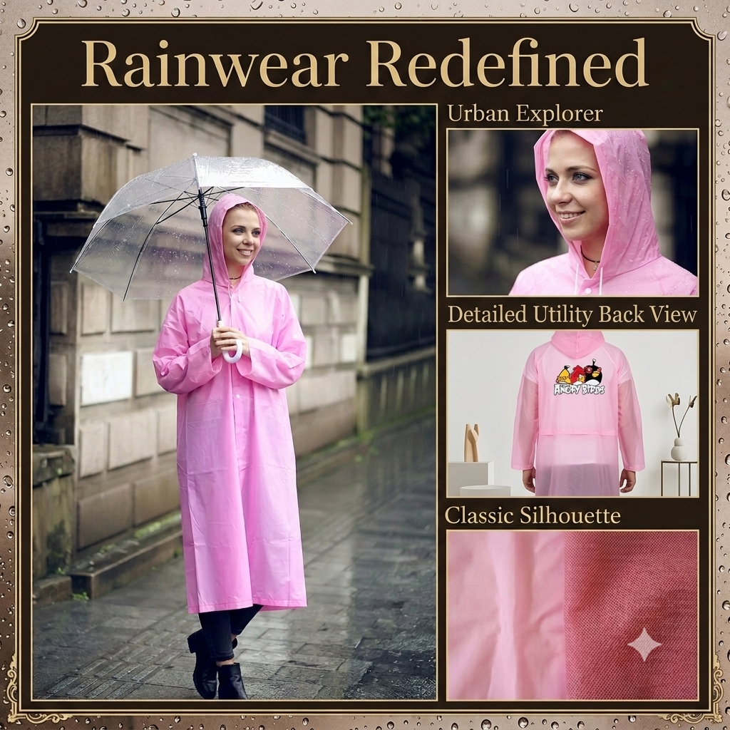 EVA Raincoat Waterproof Raincoat, Reusable Transparent Raincoat With Hood, Lightweight Rain Jacket For Unisex Men Women 42 inch