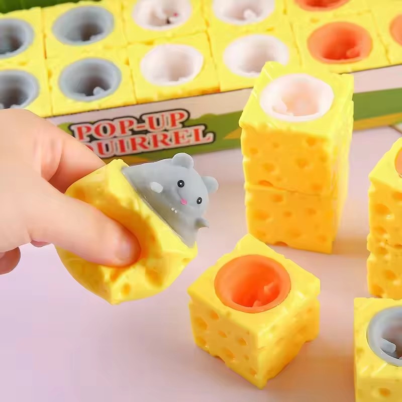 1/3 Pcs Stress-relieving Pet Cheese Mouse Squeezing Squirrel Cup Toys Decompression Fidget Antistress Sensory Reliefing