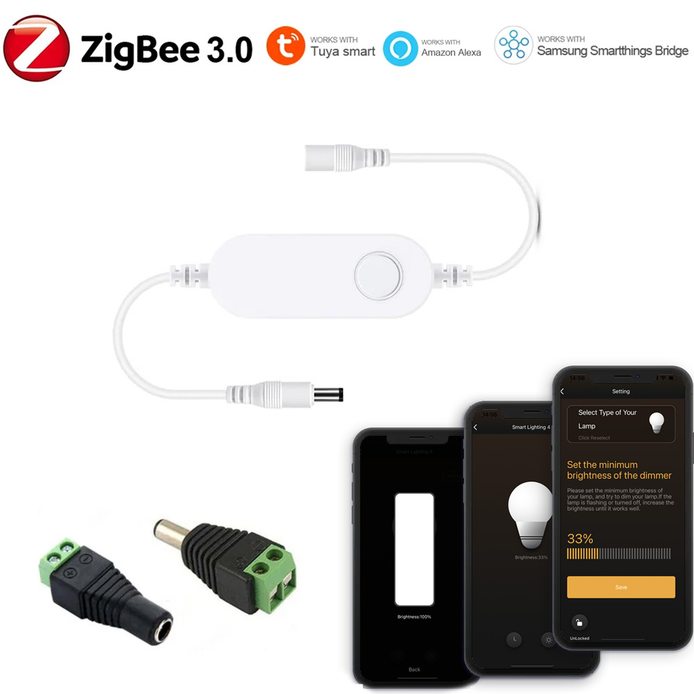 Mini Zigbee 3.0 Led Smart Dimmer Controller DC12V-24V 5050 2835 COB Single Color Voice Work with Alexa Home Smart things