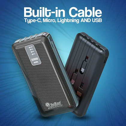 Soroo- PB-174 20000 mAh 3.7v 12W Power Bank Fast Charging with 4 in 1 Cables & 2 Ports