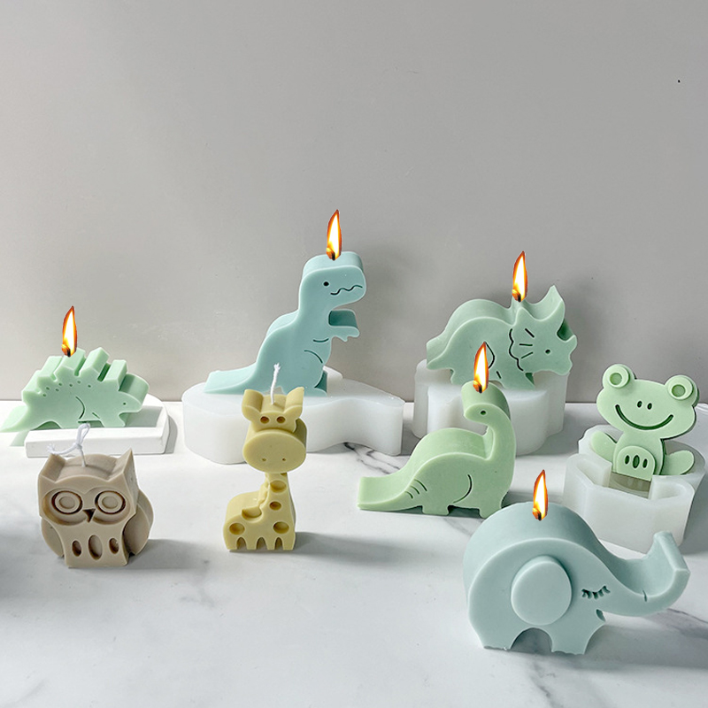 Dinosaur Series Silicone Molds Various Animal Aromatherapy Candles Plaster Resin Decoration Making Supplies Home Handmade