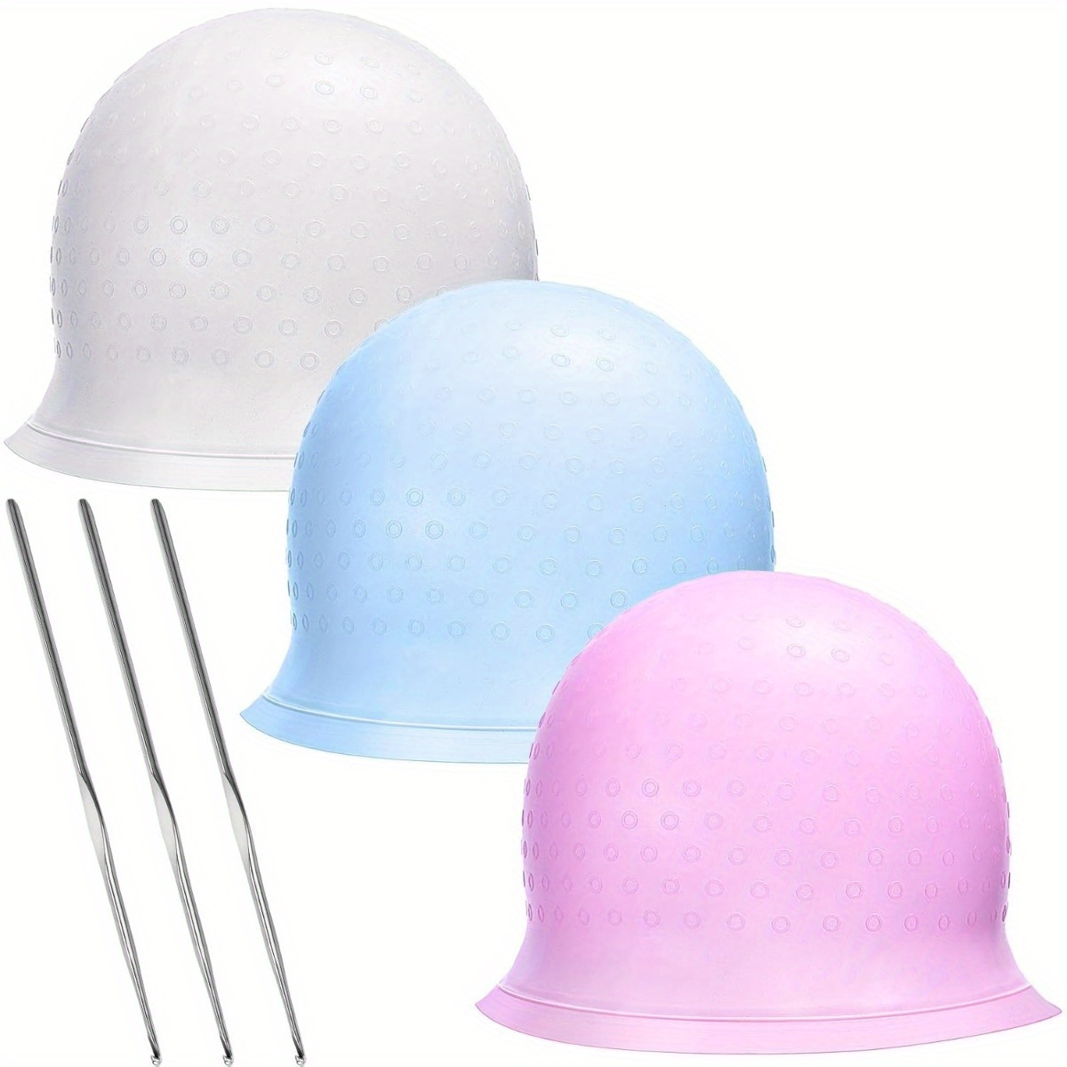 DIY Silicone Highlighting Dye Cap Pink Hair Coloring Cap Durable Reusable Hair Dye Cap Men/Women