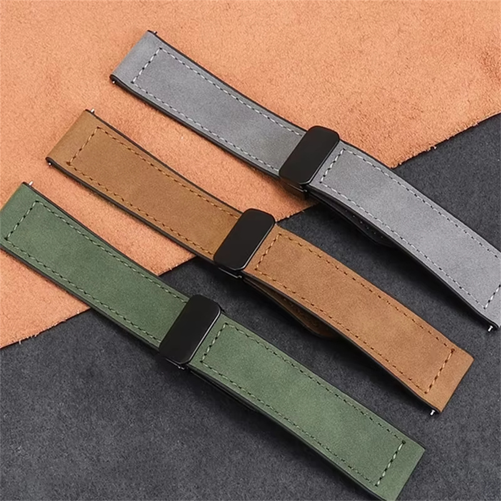 Leather Silicone Strap For Watch S4 S3 S2 S1 Pro Active 20mm 22mm Sport Silicone Magnetic Band For MI Watch Color 2