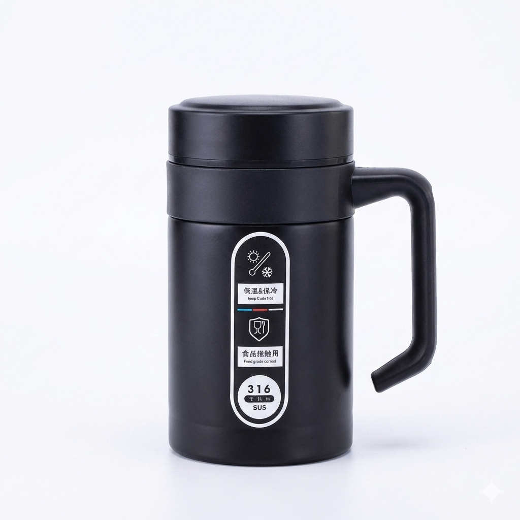 MIDA 500ml Premium Thermal Coffee Mug | 316 Stainless Steel Vacuum Insulated Travel Tumbler with Handle | Hot & Cold
