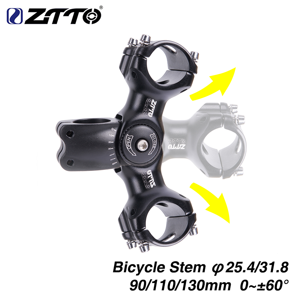 ZTTO Bicycle Stem Adjustable 60 Riser 90 110 130mm* 25.4mm 31.8mm*90/120mm Stem for XC Mountain Road City Bike Bicycle Cycling