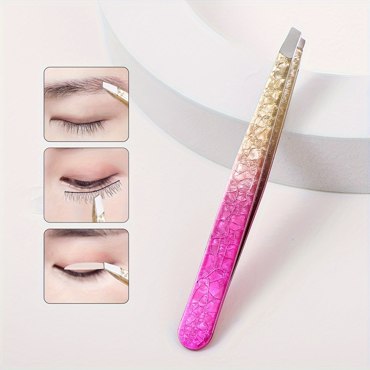 Gradient eyebrow tweezers, 1 stainless steel oblique precision eyebrow clip multifunctional plucking beard tweezers eye tool. dr. eyemo