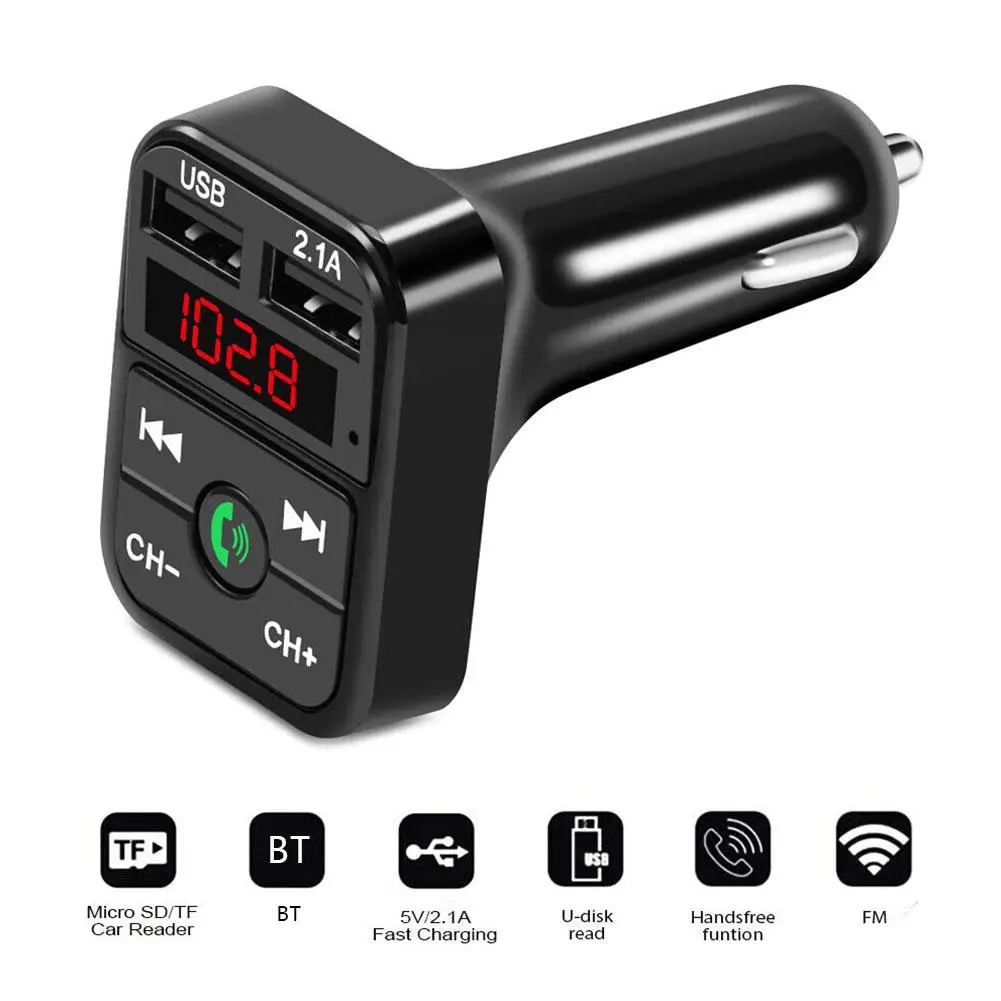 FM Transmitter Bluetooth Car 3.1A Dual USB Port+Type-C Wireless Call Handsfree Aux Modulator ﻿ Audio Radio Charge MP3 Playe A1W8