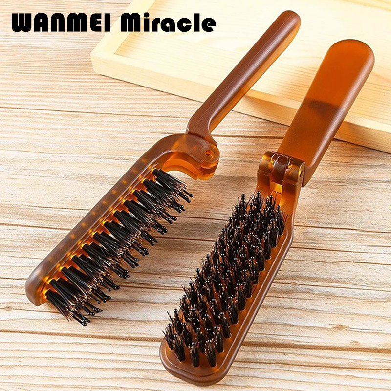 1pcs Mane Bristle Hair Brush Amber Foldable Portable Comb Pocket Collapsible Travel Massage Hair Styling Tool Salon