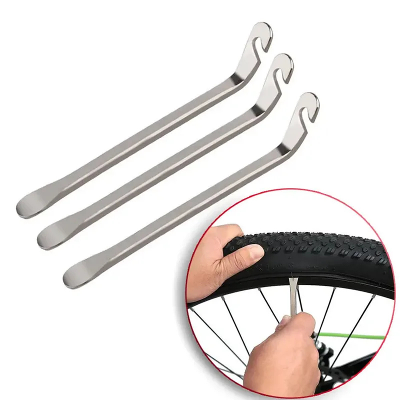 3PCS Bicycle Tyre Lever Set - Carbon Steel Heat Treatment Tire Opener & Crow Bar Remover Tool for Bike Tube Repair