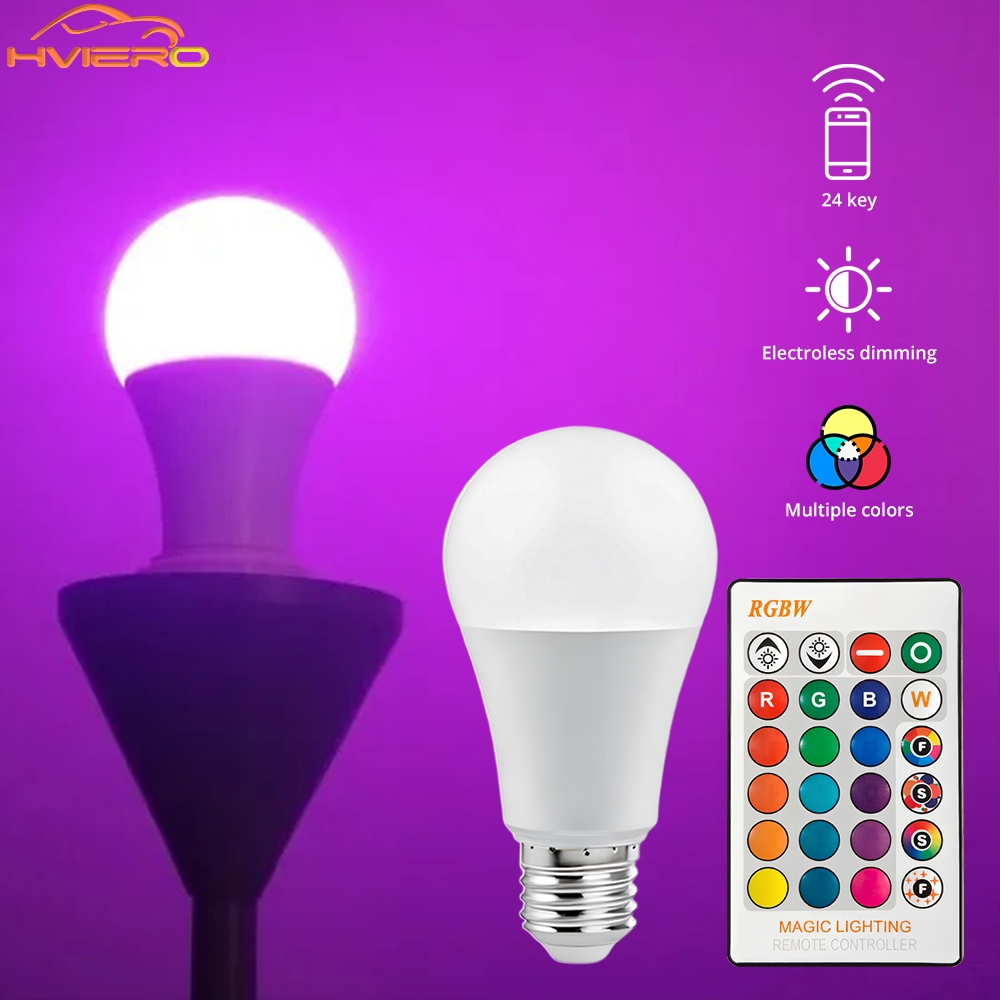 E27 Led Chip Lamp Wireless 24key IR Remote Control Smart Dimmable 10W RGB White Light Colorful Changing Home Decoration Bulbs lightify