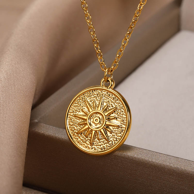 Sun Pendent Necklace for Women 316L Stainless Steel Necklaces Charm Sunshine Jewelry 2025 Trend Statement Accessories Freeship