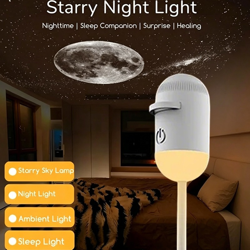 2 In 1 USB Mini Star Projector Night Light 12 Films Starry Sky Ambient Light For Car Home Decoration For Adults And Kids