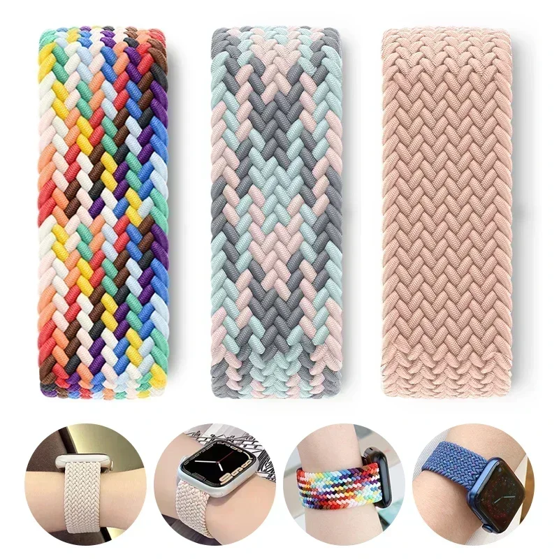 Braided Solo Strap for Watch 10 46 42MM 45MM 49MM 44MM 41MM 40MM Nylon Correa Bracelet IWatch Series 9 7 SE 6 8 5 Ultra 4