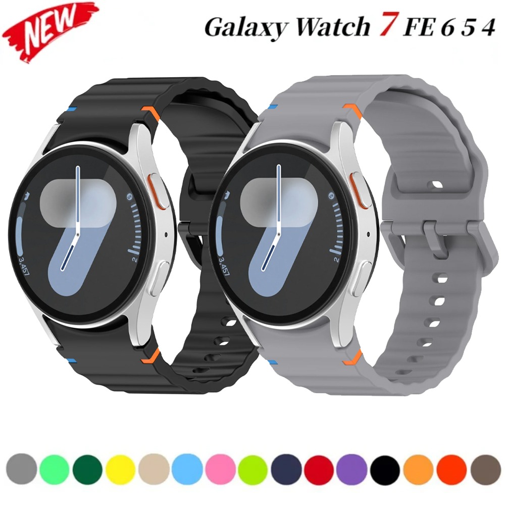 Official Wave Silicone Strap for Watch 7/FE/6/5/4 44/40mm 5 Pro No Gap Bracelet Watch 6-4 Classic 47/43mm