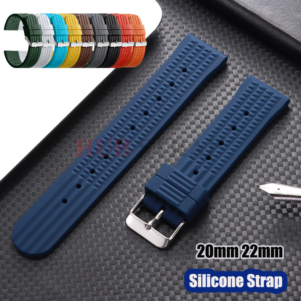 20mm 22mm Premium Soft Waffle Watchband for Diving 007 009 for Abalone Universal Silicone Strap Replacement