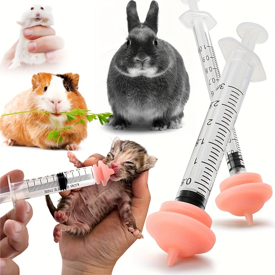 Mini Feeding Nursing Nipple with 1cc and 3cc Syringe, New Upgrade with Smaller Pre-Made Hole Feeding Nipple for Kittens,