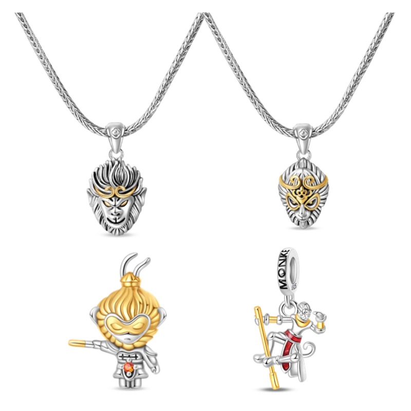 Hot 925 Sterling Silver The latest Black Myth Wukong Charm Pendant Fit Pan Bracelet DIY Beads For Men Gift Fashion Jewelry