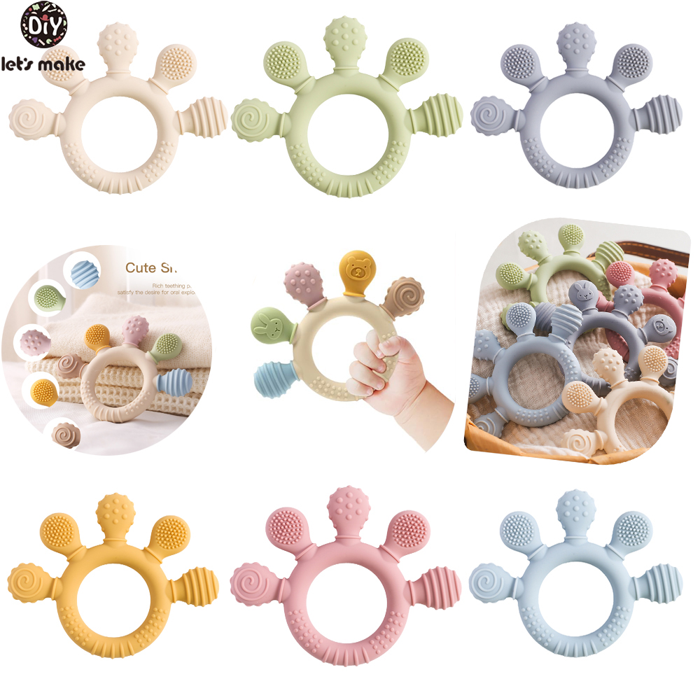 1pc Silicone Teether Baby 0-12 Toys Owl Silicone Cartoon Teether Food Grade Teething Toys for Toddlers Rattle Sensory Toys