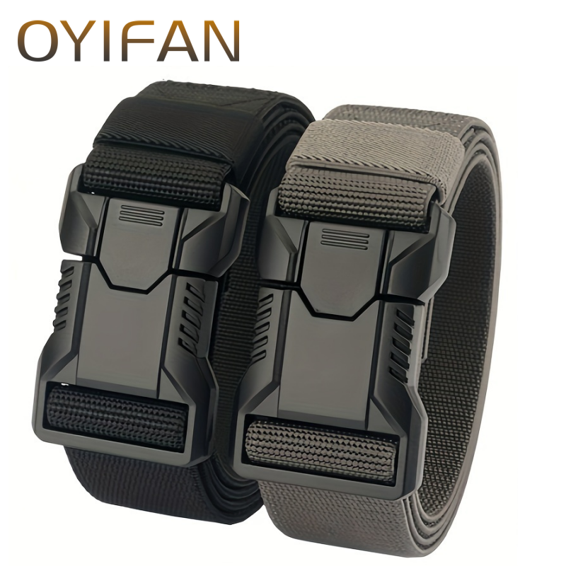New Unisex Elastic Belt Hard Metal Buckle Quick Release Tough Stretch Nylon Men's Tactical Belt Casual Waistband