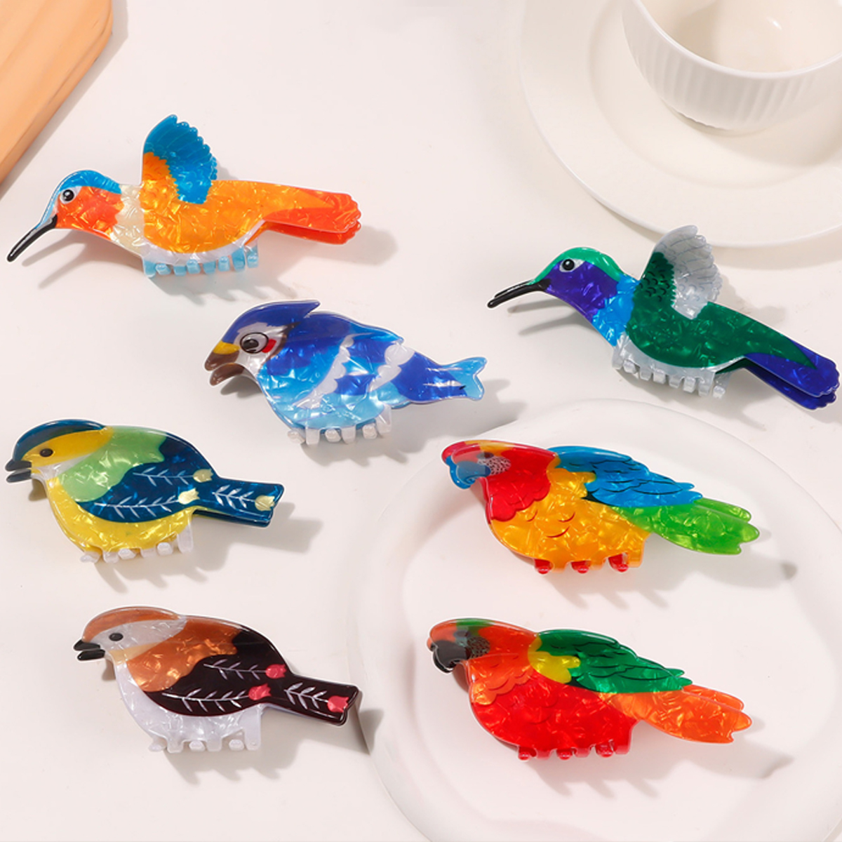 1PC PVC Cute Bird Grab Clip, Women's Smart and Cute Colorful Hairpin Shark Clip Hair Accessories