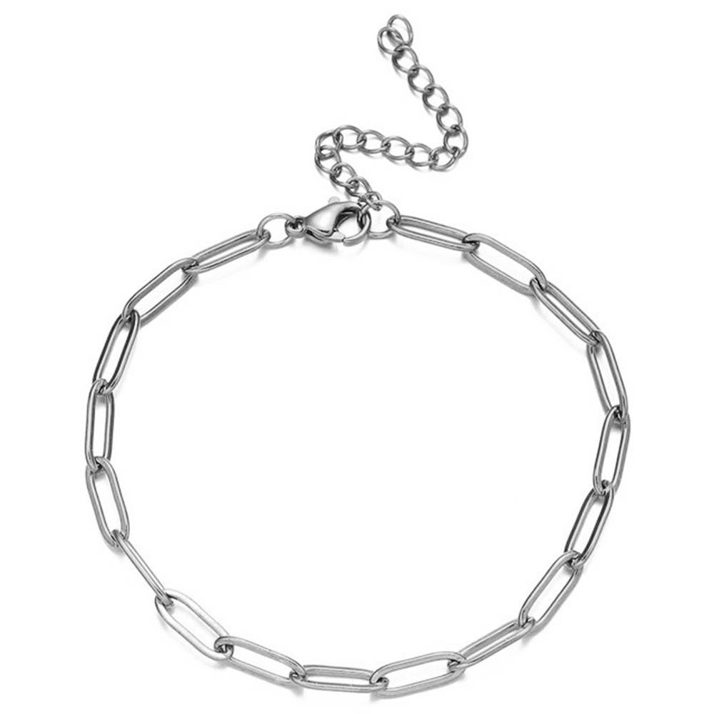 Punk Paperclip Chain Link Bracelet Wholesale Female Silver Color Stainless Steel Hand Chains for Women Fashion Jewelry