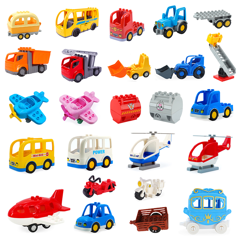 Big Size Building Blocks Sports car Bus jeep Truck Accessories Bricks Compatible with Duplos Children DIY Parts Kids Toys