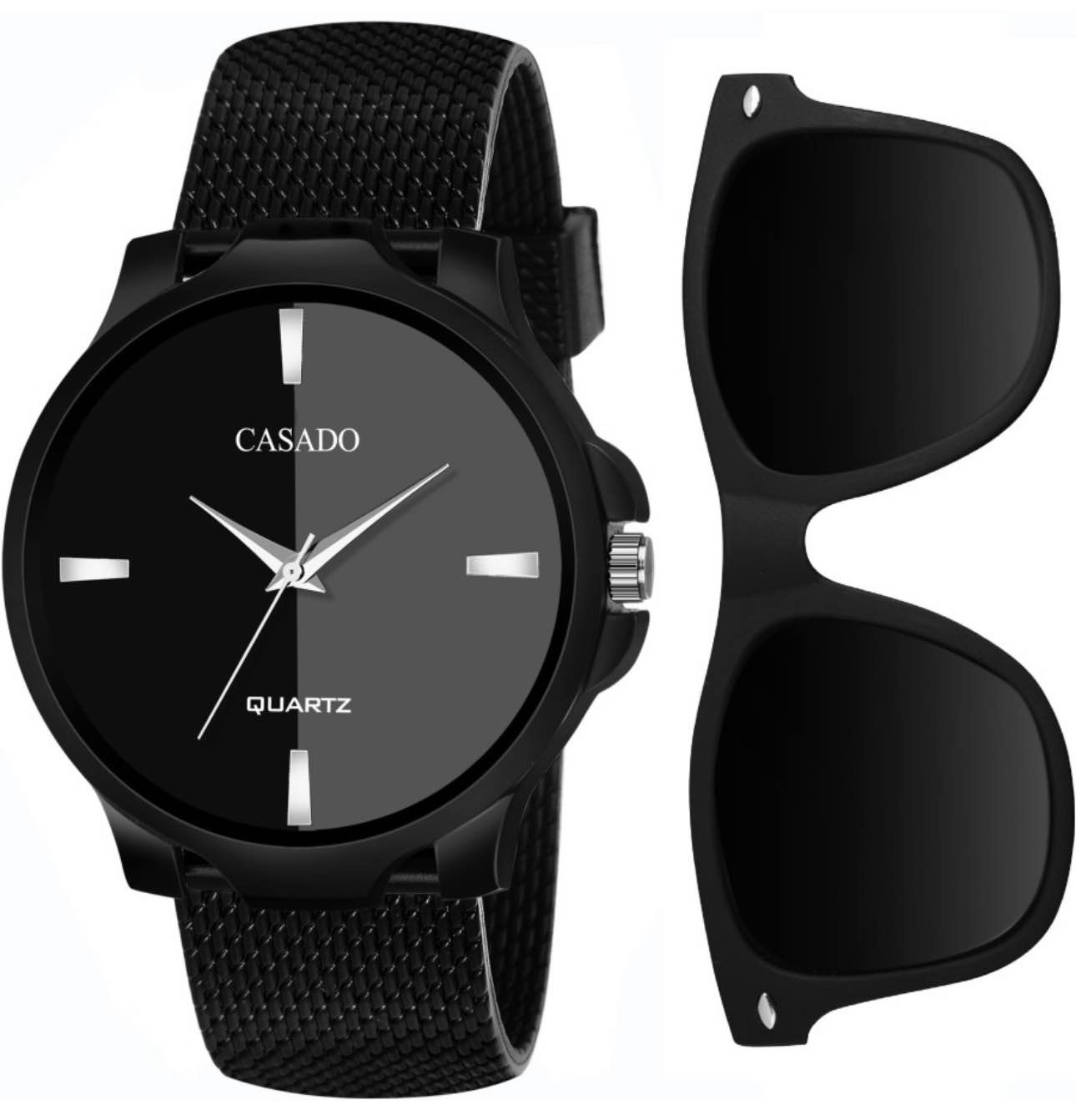 All Black Combo Set of Wayfarer Sunglass and Elegant Watch with Premium Gift Box Packaging Analog Watch - For Men CSD-326-BLK-1-BLK