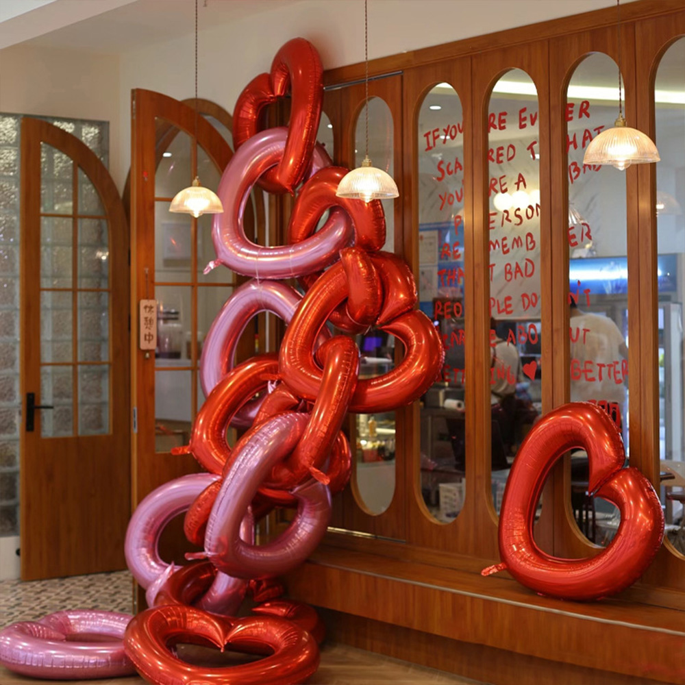 2/3/4/6 Pack of 40inch Hollow-Out Heart-Shaped Red Aluminum Foil Balloons, Suitable for Valentine's Day, Wedding Parties, Engagement Weddings, Anniversaries, Birthday Parties, and Romantic Themed Decorations