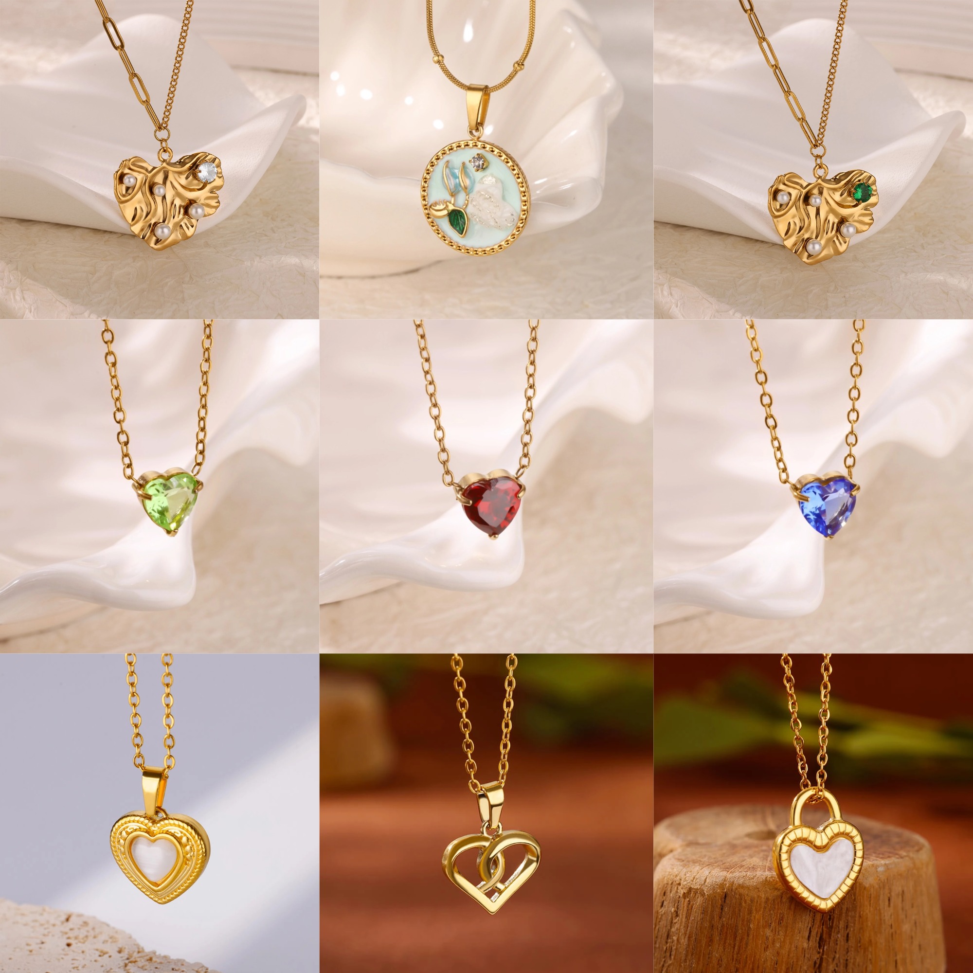 Freeshipping Heart Pendant Necklace for Women 18K Gold Plated Stainless Steel Necklaces Trend Jewelry Wholesale s