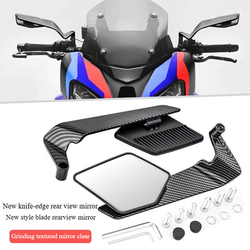 Motorcycle carbon fibre Mirrors - CNC Aluminum Stealth Winglets 360° Adjustable FOR Honda Hornet CB600F/CB650F/CB900