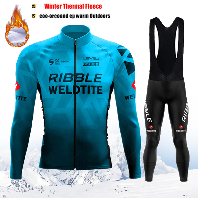 2025 New Pro Warm Winter Thermal Fleece Cycling Jersey Sets Men Outdoor Riding MTB Ropa Ciclismo Bib Pants Set Cycling Clothing